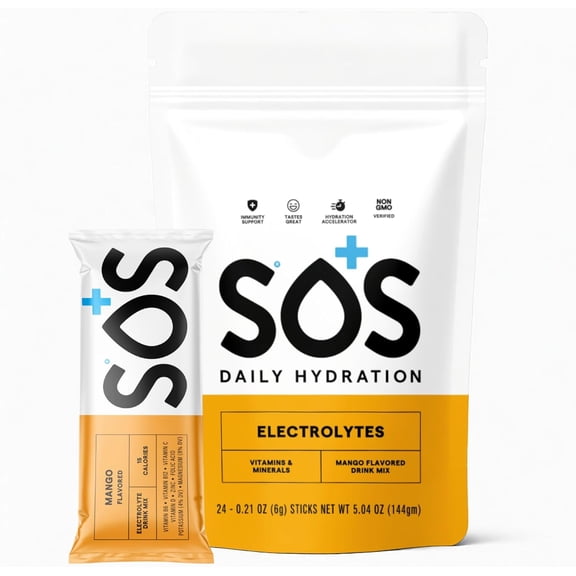 SOS Hydration Mango Electrolyte Drink Mix 24 Servings