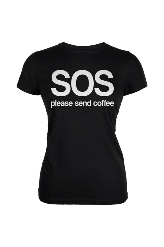 SOS Please Send Coffee Juniors Soft T Shirt Black 2XL