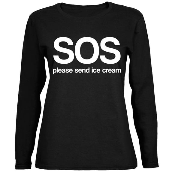 SOS Please Send Ice Cream Ladies' Relaxed Jersey Long-Sleeve Tee Black X-LG