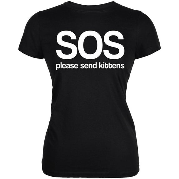 SOS Please Send Kittens Juniors Soft T Shirt Black MD