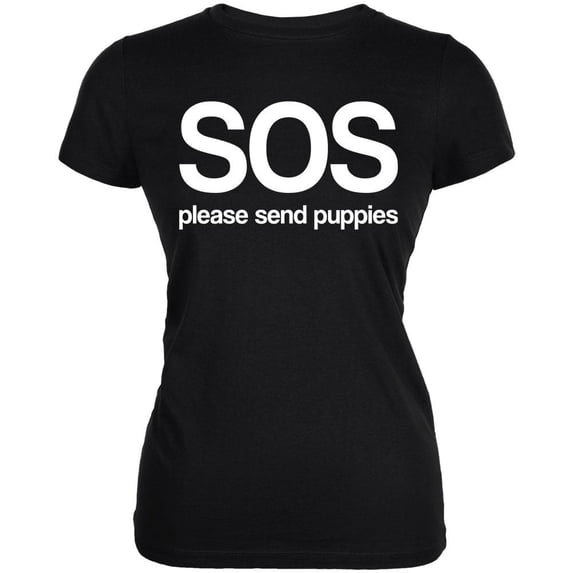 SOS Please Send Puppies Juniors Soft T Shirt Black SM