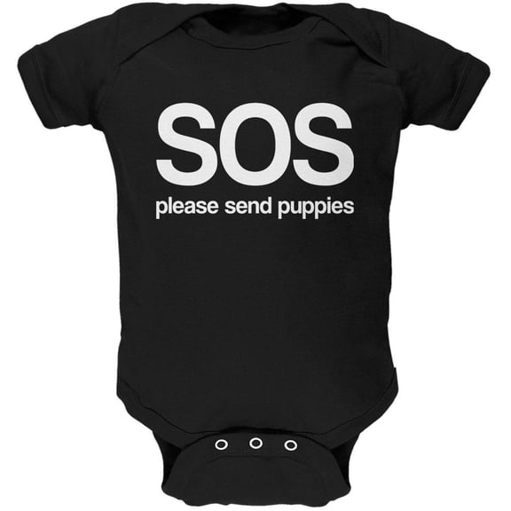SOS Please Send Puppies Soft Baby One Piece Black 0-3 M
