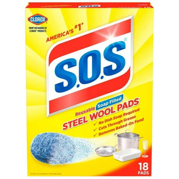 SOS Steel Wool Dish Scrubber Pads (Pack of 5)