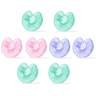 SOSPIRO Soothie Pacifier for Breastfed Babies, Green Pink Purple, 0-3 Months, 8Pack(Green,pink,purple)