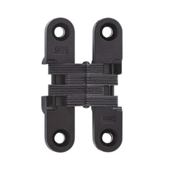SOSS 204 Zinc Invisible Hinge with Holes for Wood or Metal Applications Mortise Mounting Black E-Coat Exterior Finish (Pack of 2)