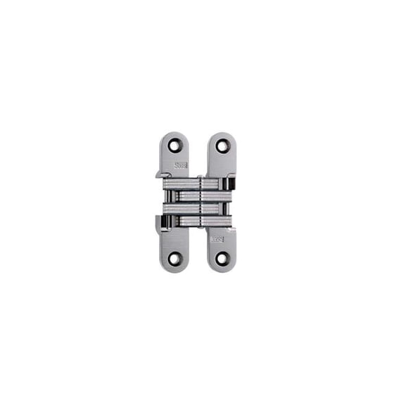 SOSS 212 Zinc Invisible Hinge with Holes for Wood or Metal Applications, Mortise Mounting, Satin Nickel Exterior Finish