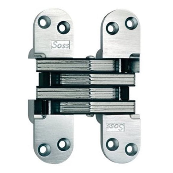 SOSS 22026D 1-3/8" x 5-1/2" Heavy Duty Invisible Hinge for 2" Doors Satin Chrome Finish