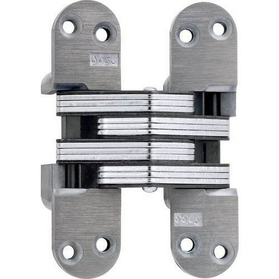 SOSS Invisible Hinge Model 218 for 1-3/4" Thick Material, 20 Minute Fire Rated, Zinc, Unplated Exterior Finish, Model Number 218UNP, 10 x 1.5 inches