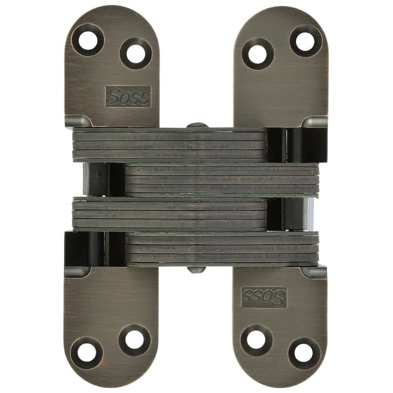 SOSS Invisible Hinge Model 220 for 2" Thick Material, 20 Minute Fire Rated, Zinc, Oil Rubbed Bronze Exterior Finish, Model Number 220US10BL, 12 x 1.5 inches