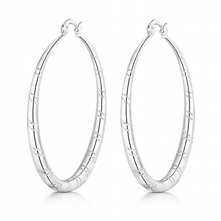 Women Fashion Hoop Earrings, Silver Ear Stud Earrings, Gift for Women, 1.58 Inch By PULMCheerger