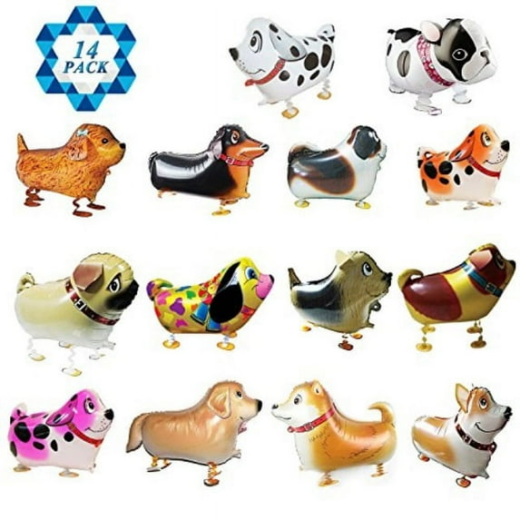 SOTOGO 14 Pieces Walking OIF8 Animal Balloons Pet Dog Balloons Dog Balloon Air Walkers, Kids Gift Birthday Party Décor