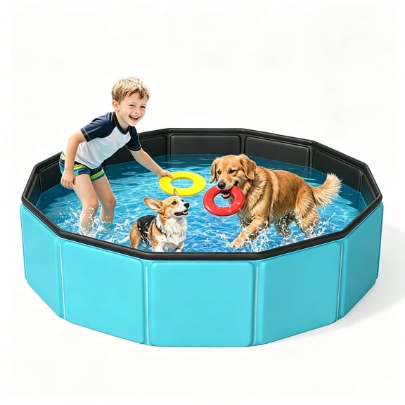 SOTOS 71'' Pet Pool Dogs Swimming Pool Wash Tub for Dogs/Cats, Black, XXXL