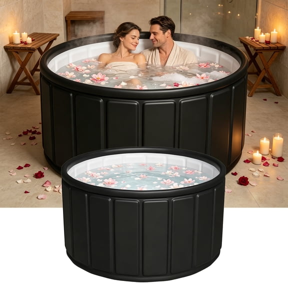 SOTOS Portable Bathtub Adult, 47" Foldable Collapsible Tub for Full Body Soak, Space Saving Ice Bath Tub for Apartment, Camping & Baby Bath, Sturdy PVC