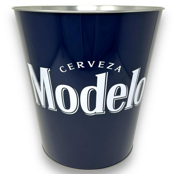 SOTT Modelo Cerveza Tapered Metal Trash Bin Wastebasket Vintage Inspired Retro Home Decor (10.5" Dia x 11" Tall)