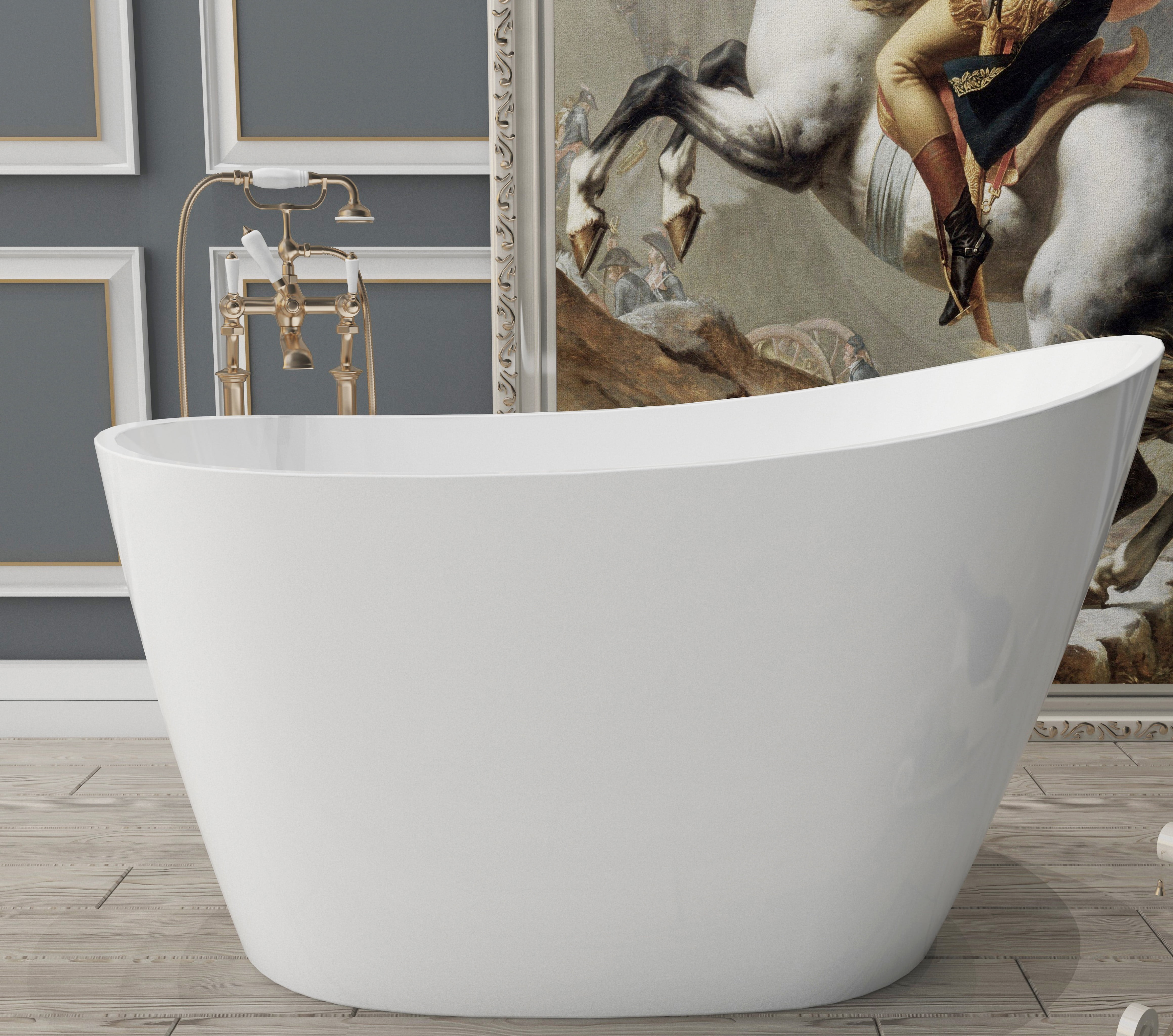 SOTUBX Free Standing Tub 51" Deep Soaking Bath Tub Acrylic Freestanding