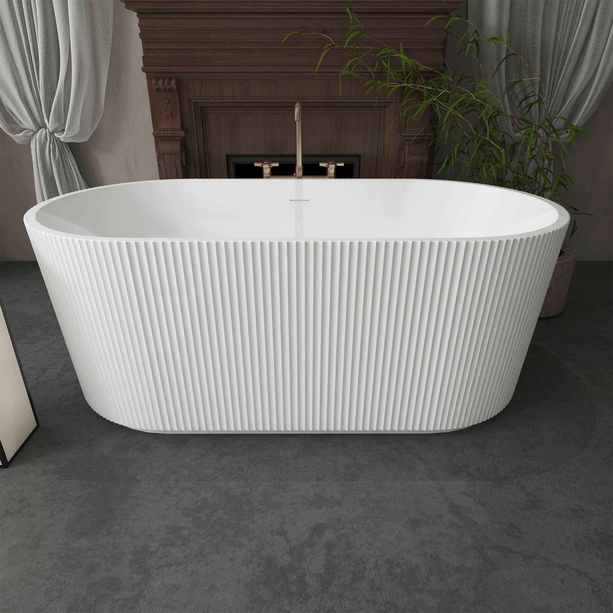 SOTUBX Free Standing Tub 67" Deep Soaking Bath Tub Contemporary Acrylic