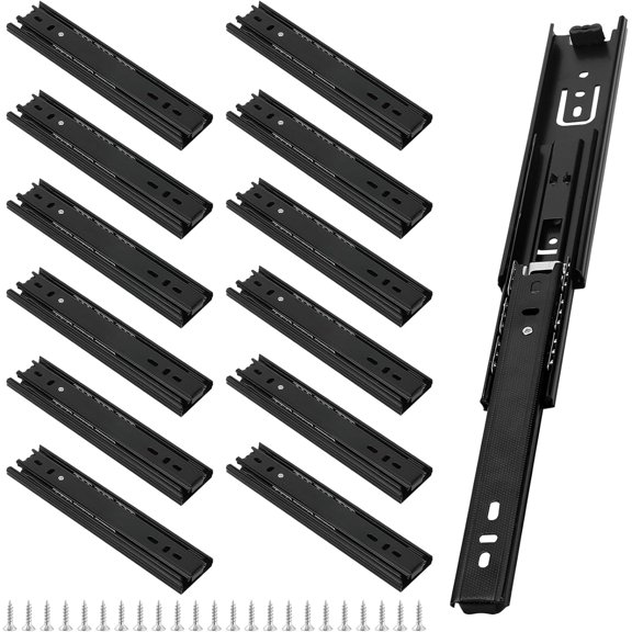 SOUJAP 12pcs/6 Pairs 8 Inch Drawer Slides, Ball Bearing Rails with Screws, Full Extension Side Mount Slides for Home Furniture Cabinet