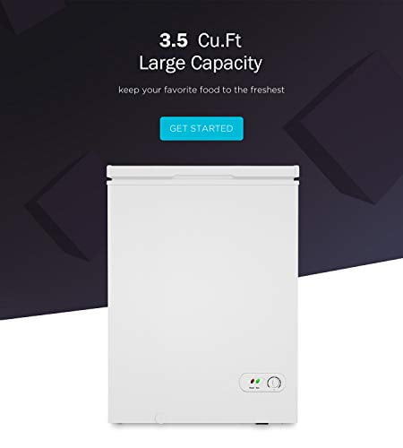 Moosoo Chest Freezer 3.5 Cubic Feet SOUKOO Chest Freezer Free-Standing Top Door Freezers 6.8℉ to -4℉ (White