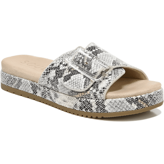 SOUL Naturalizer Womens Daybreak Grey Snake Slide Sandal 7.5W