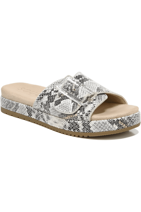 SOUL Naturalizer Womens Daybreak Grey Snake Slide Sandal 7.5W