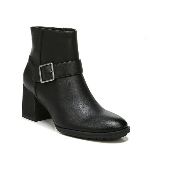SOUL Womens Black Comfort Buckle Accent Arch Support Flyer Round Toe Block Heel Zip-Up Booties 8 M