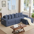 thumbnail image 1 of SOULART 102.00" Cloud Couch, Blue Sectional Sofa, Convertible Floor Sleeper Sofa for Living Room, No Assembly Required with 6 Pillows, 1 of 13