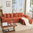 thumbnail image 1 of SOULART 102.00" Cloud Couch, Orange Sectional Sofa, Convertible Floor Sleeper Sofa for Living Room, No Assembly Required with 6 Pillows, 1 of 13