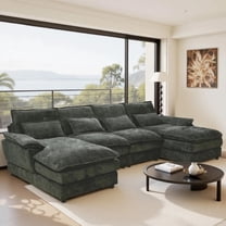 SOULART 110" Cloud Sofa, Black-gray U shaped Sectional couches for living room, modular couch with Chaise