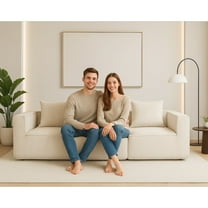 SOULART 111.42" Cloud Couch, Beige Corduroy Straight Sectional Sofa for Living Room Apartment, No Assembly Needed