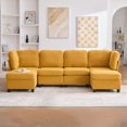 thumbnail image 1 of SOULART 113.39" Cloud Couch, Yellow Sectional Sofa, Modular 6-Seat Convertible Sectional with Chaise and Storage Ottoman for Home Apartment Office, 1 of 12