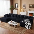 thumbnail image 1 of SOULART 130" Black U L-Shaped Modular Sectional Couch, U-Shaped Sofa with Chaise Lounge, Striped Corduroy Upholstered 4-Seater Sofa with Pillow Back and Square Arms, 1 of 13