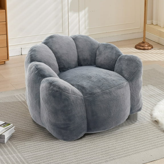 SOULART 43.7" Bean Bag Sofa, Gray Lotus Compression Cloud Couch, Perfect for Small Spaces Living Room Bedroom