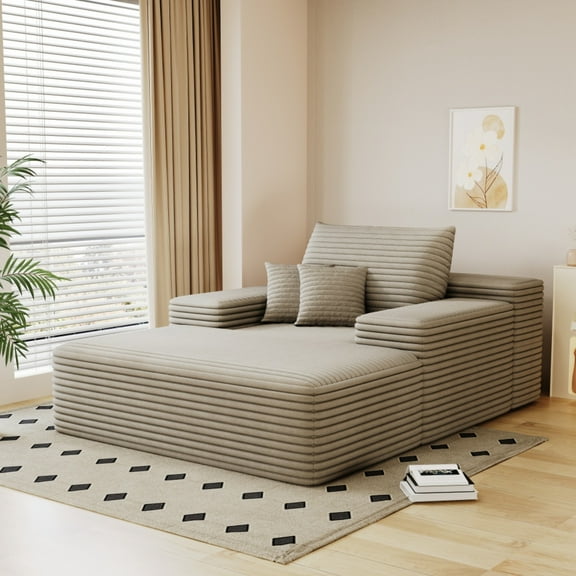 SOULART 51.20" Cloud Couch, Brown Modern Corduroy Sofa Bed Lounger, No Assembly Required for Small Spaces