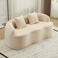 thumbnail image 1 of SOULART 66.93" Loveseat Sofa, Beige Curved Cream Couch with Round Armrest, Compression Design with 2 Pillows, No Assembly Required for Small Spaces, 1 of 11