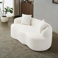 thumbnail image 1 of SOULART 66.93" Loveseat Sofa, White Curved Cream Couch with Round Armrest, Compression Design with 2 Pillows, No Assembly Required for Small Spaces, 1 of 12