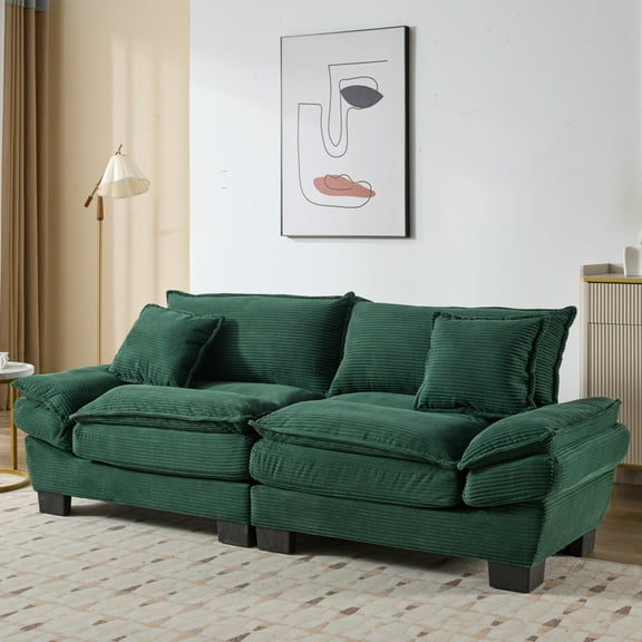 SOULART 84" Cloud Couch, Green Sectional Sofa, Loveseat for Small Spaces with Pillows