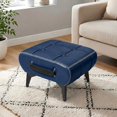 thumbnail image 1 of SOULART Leather Storage Stool with Metal Legs & Handles, Modern Square Footrest Ottoman with Hidden Storage for Living Room, Blue, 1 of 10