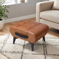 thumbnail image 1 of SOULART Leather Storage Stool with Metal Legs & Handles, Modern Square Footrest Ottoman with Hidden Storage for Living Room, Orange, 1 of 10