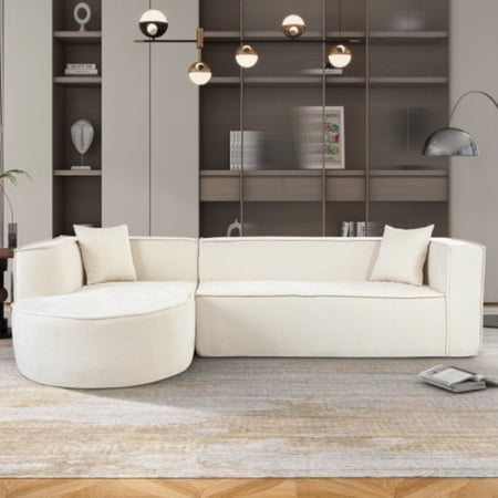 SOULART U_Style L-Shape Sectional Sofa, Chenille Fabric 3-4 Seater with Curved Design & Pillows, No Assembly