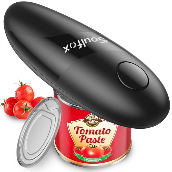 Soulfox Electric Can Opener,One Touch Button,Battery Powered,Automatic Portable Kitchen Utensils,Cordless,Hands Free,Smooth Edge,ABS,Stainless steel