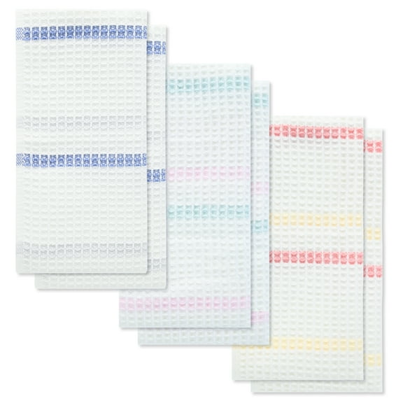 Soulgenix Kitchen Towel Set, 6-Pack 13"*28" Cotton Towels for Drying Dishes, Absorbent, Soft, Durable Waffle Towels for Home