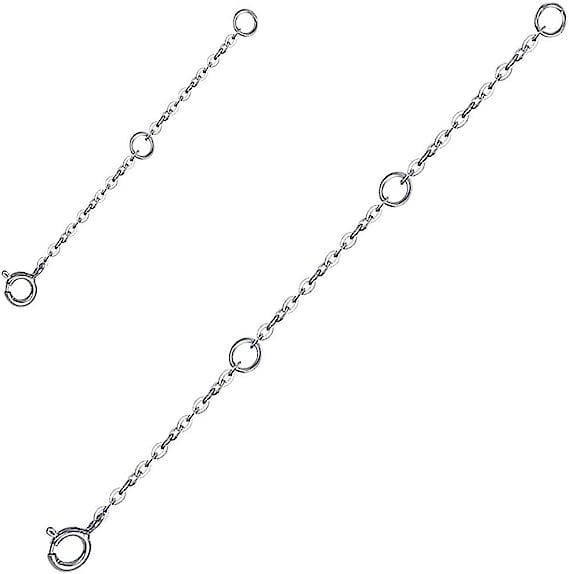 JIACHARMED Silver Necklace Extenders Durable 2,4, 6 Inches Necklace  Extension Chain Set for Necklaces Bracelets Anklets Chokers, Strong 2 mm  Width