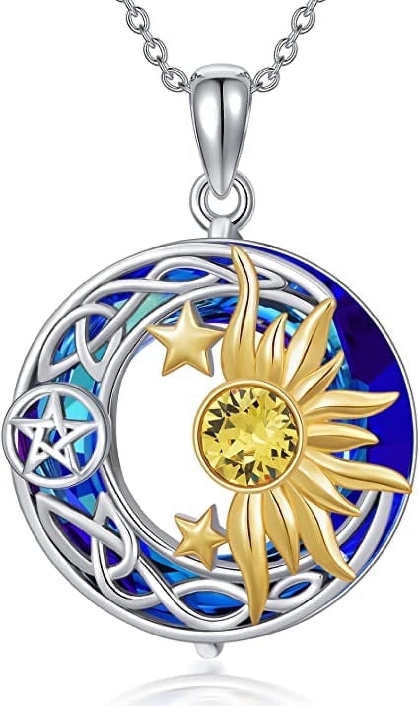 SOULMEET 925 Sterling Silver Moon Sun Star Necklace Celtic Jewelry Gift ...
