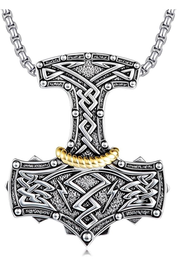 925 Sterling Silver Pendant Thor's Hammer Necklace, Vintage Nordic Viking Thor's Hammer Pendant, Men's Amulet Jewelry Gift
