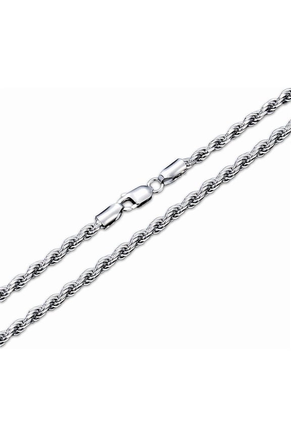 925 Sterling Silver Rope Chain 1.5MM, 2MM, 3MM, 3.5MM Diamond Cut Braided Rope Twist Link Chain Necklace Clasp for Men Women 18, 20, 22, 24, 26 Inch