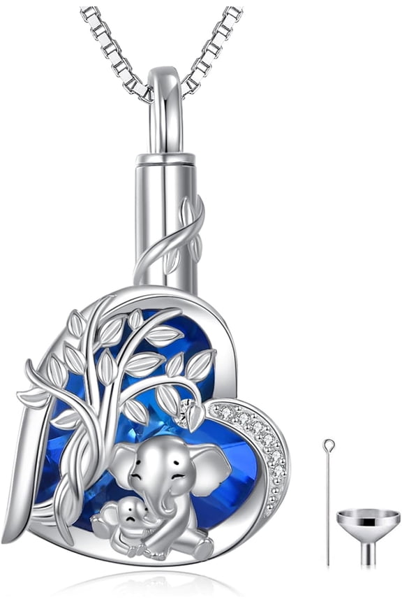 925 Sterling Silver Urn Cremation Necklace for Ashes, Hummingbird/Elephant/Moon Star/Paw Print Urn Pendant Memorial Necklaces Keepsake Animal Jewelry Gift for Women Dog Cat Pet Lovers