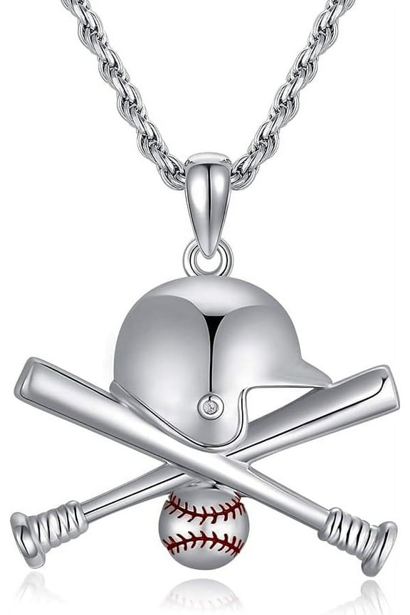 Baseball Necklaces 925 Sterling Silver Softball Pendant Chain Sports Jewelry Gift for Men