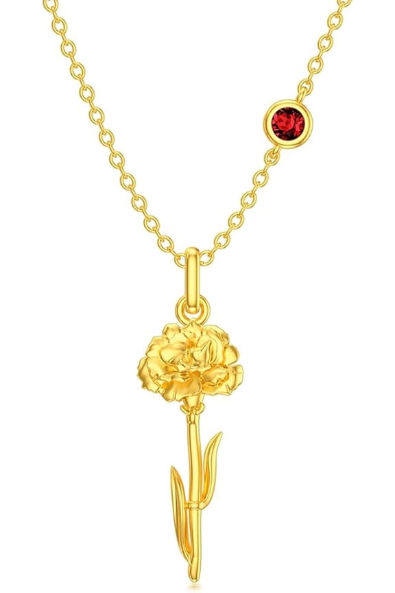 Birth Flower Necklace Birthstone 12 Month Bouquet Pendant Floral S925 Sterling Silver Birth Flower Pendant Jewelry Birthday Mother’s Day Gift