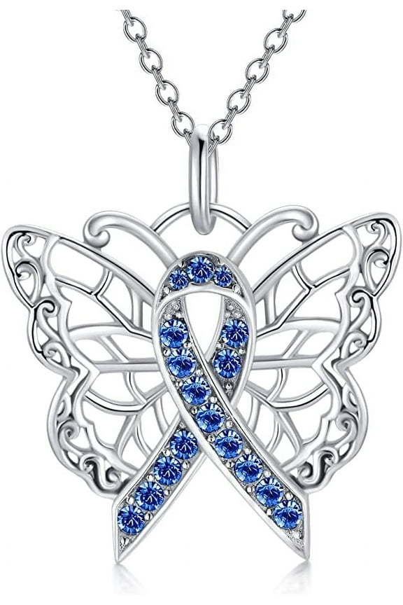 Butterfly Necklace 925 Sterling Silver with Crystal Cancer Survivor Jewelry Gifts for Women
