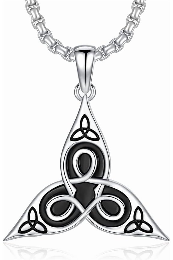 Celtic Knot Necklace 925 Sterling Silver Triquetra Pendant Necklace Norse Viking Jewelry Gift for Men Women